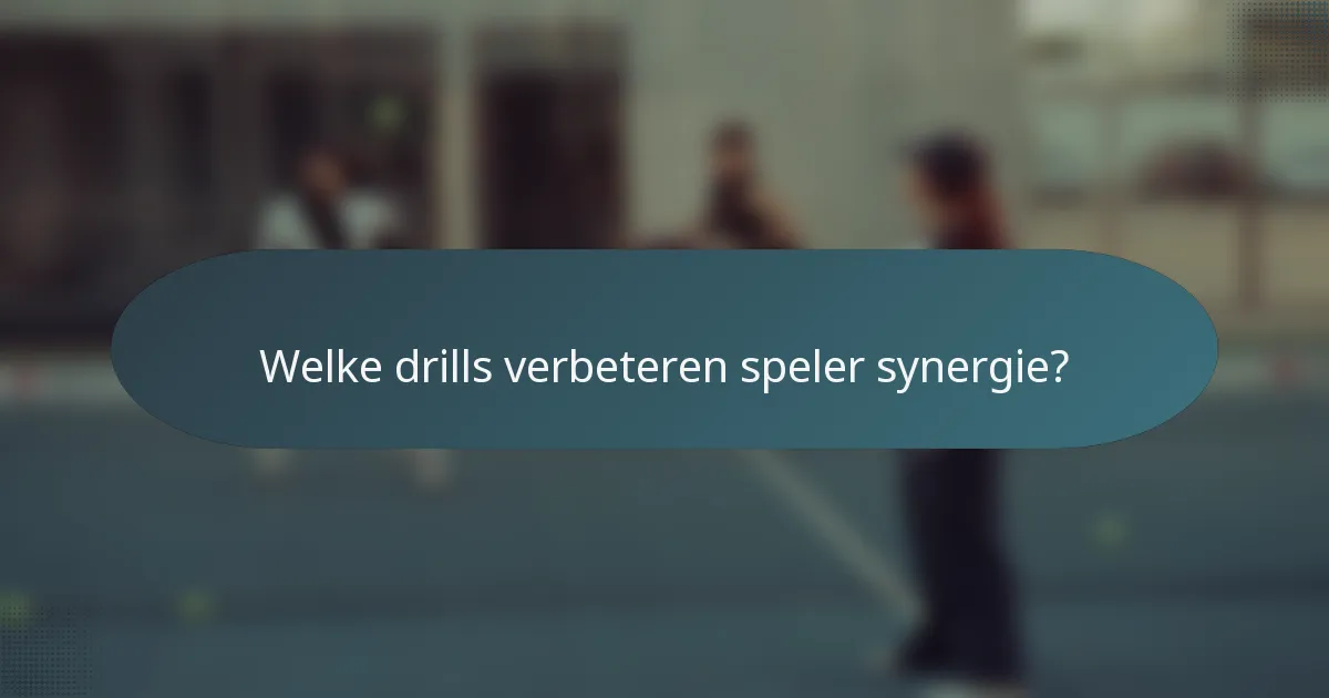 Welke drills verbeteren speler synergie?